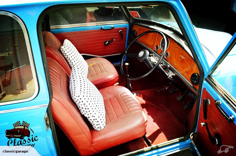 The red leather interior could use some work