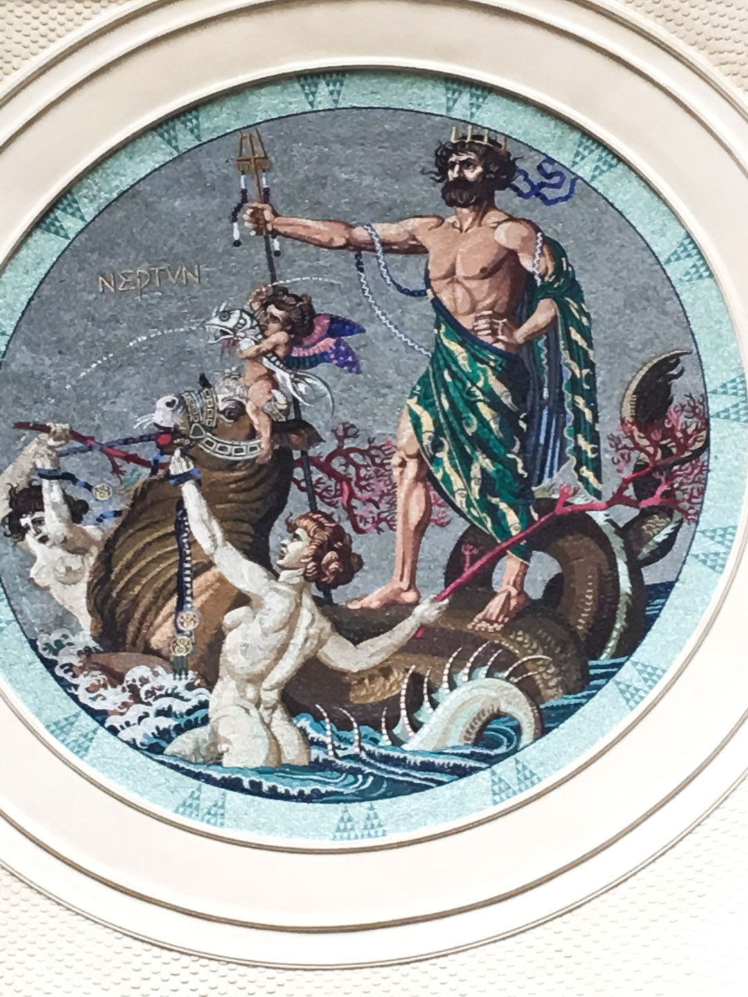 Kurhaus Foyer mosaic, Neptune