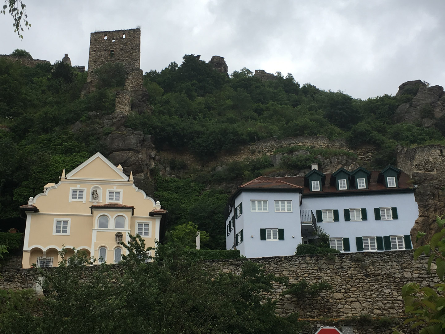 Castle Durnstein Ruins presiding over the town