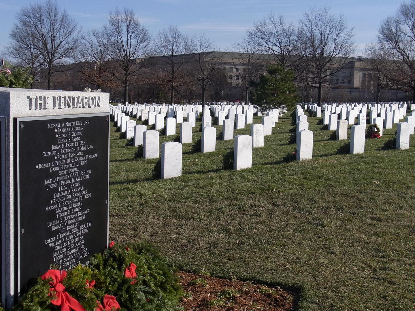 Pentagon 9/11 Memorial - Pentagon in the background