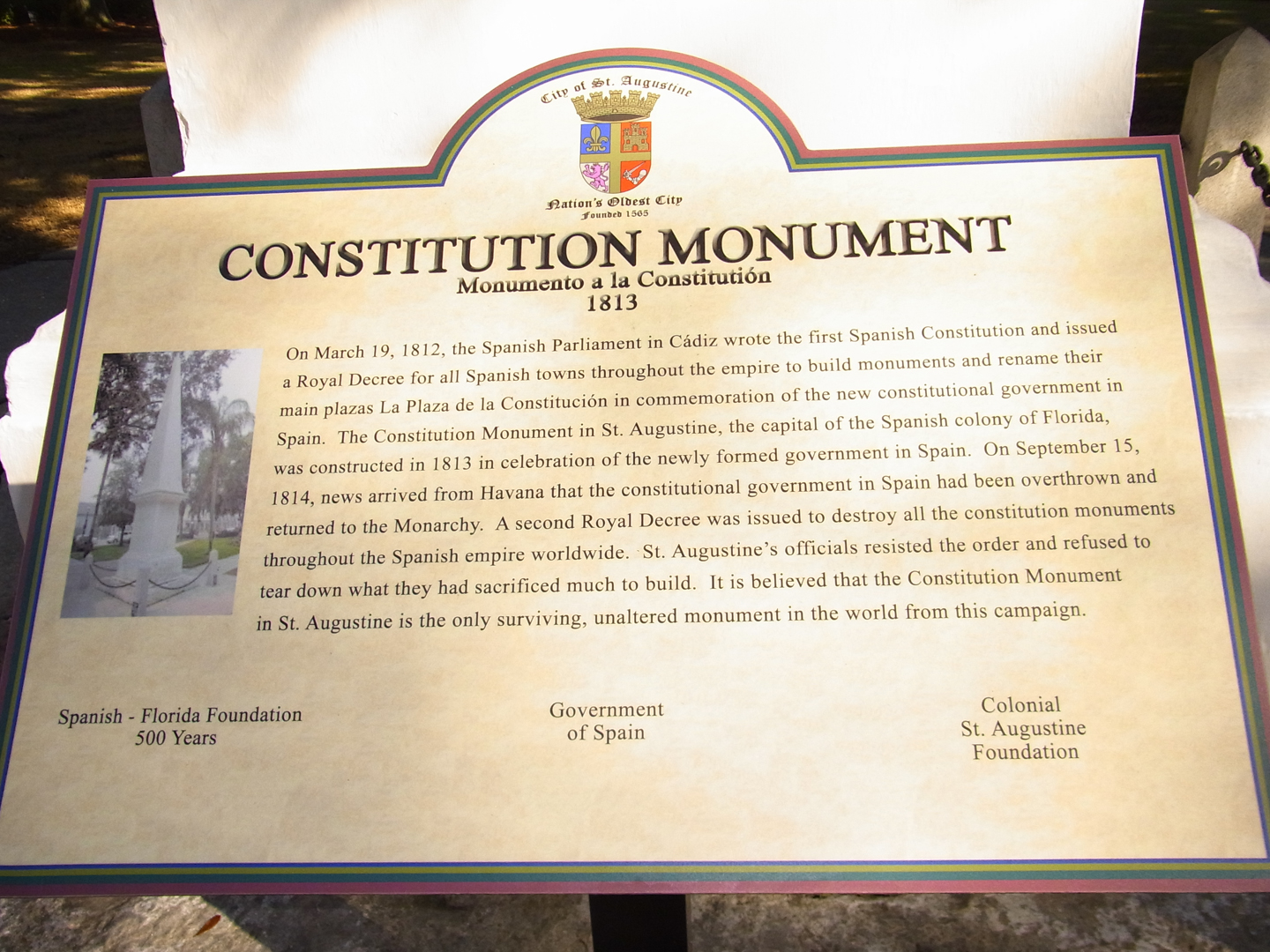 Constitution Monument - St Augustine